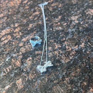 Elegant Bow Necklace and Ring Set